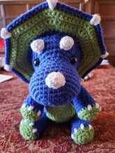 Load image into Gallery viewer, &quot;TOMMY the Triceratops&quot; Crocheted Amigurami Toy