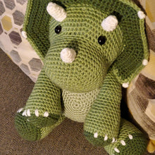 Load image into Gallery viewer, &quot;TOMMY the Triceratops&quot; Crocheted Amigurami Toy