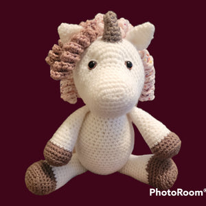 "Una" the Baby Unicorn Crocheted Amigurami Toy