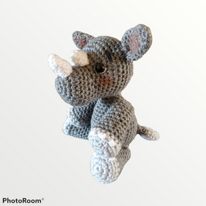 "Rocky Ro" Crocheted Amigurami Rhino